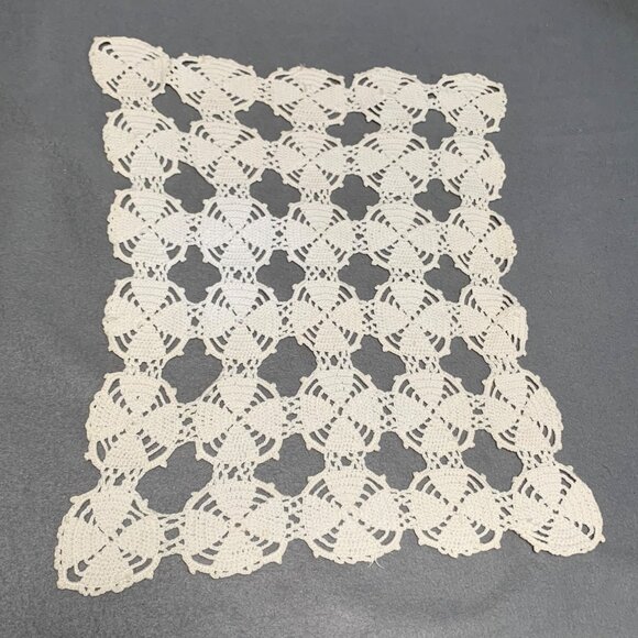 Handmade Vintage Cream Crochet Lace Doily 13x15 - Picture 1 of 6